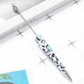 DIY beadable pen with blue and black leopard print pattern and metal screw rod - Blue and Black Leopard Color Block (104)