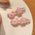 Set di fermagli per capelli Y2K maialino rosa e stella glitterata, stile 6 cm - Clip a U Maialino Rosa