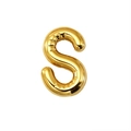Glossy 18K gold plated bubble letter S necklace pendant with round balloon design - Letter S (Gold)