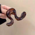 Elegante pinza de pelo en forma de S con patrón de ámbar marrón para coleta alta de mujer - 7,8 cm / 5# Café Leopardo 7,8 cm
