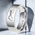 Silver stainless steel pinky swear couple ring with I love you interior engraving - US 6 / Silver Pinky Swear Promise Ring (19-C-1)