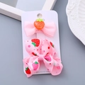 2-piece set of handmade pink ribbon hair clips with cute strawberry and polka dot patterns - Strawberry Resin