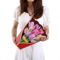 Close-up of a large 3D pop-up greeting card featuring a colorful tulip flower bouquet - Tulips A23