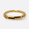 Golden stainless steel Cuban link bracelet with black carbon fiber inlay design - Industrial Carbon Fiber / Gold
