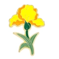Iris flower enamel brooch pin in bright yellow and orange with golden metal edges - Iris Style (XZ7072)