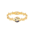 Bracciale in acciaio dorato con ciondolo in smalto motivo palma, luna e stelle - Stile Stella Luna Palma (2#)