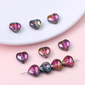 Rainbow plated 10mm heart-shaped glass beads for DIY jewelry making and crafts - 11# Rainbow AB