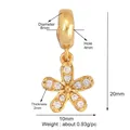 Gold-plated floral pendant with white zircon inlays and detailed dimension specifications - Gold Five-Petal Flower