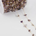 Amethyst chip bead chain with gold metal beads for DIY jewelry making and crafts - 1 Meter/Pack / Dark Purple KC Gold