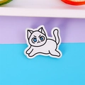 Cute white acrylic cat brooch with blue eyes in a grumpy pose for bags and clothes - 6# Plain White Cat