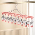 Cherry blossom pink stainless steel sock drying rack with 18 non-slip metal clips - 18 Clips / Sakura Pink