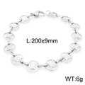 Silver stainless steel chain bracelet featuring hollow circular coin links and lobster clasp - Steel Color Bracelet (KB160616-Z) / 200x9mm