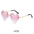 Pink gradient heart shaped melting sunglasses with gold metal frame model C12 - Gradient Purple