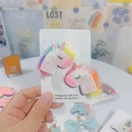 Pair of sequined unicorn hair clips with rainbow plush mane on display card - White Unicorn (Pair)
