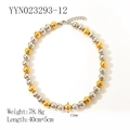 Minimalist 12mm gold and silver beaded necklace with lobster clasp and adjustable chain - Two-Tone Necklace (12mm Bead)