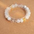 Macro detail of mixed tiger eye and amethyst beads with unique icy cracked textures - 9# Cat's Eye Stone White Jade White Crystal Bracelet (Exquisite Gift Box)