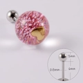 Pink glitter crystal ball stud with gold heart center and stainless steel screw back - Pink Glitter Heart Ball