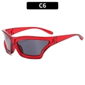 Chic Y2K shield sunglasses with transparent red frames and dark grey lenses for unisex - Red Frame Grey Lens