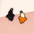 Mini banana alloy enamel pendants for DIY bracelets and necklaces in yellow and orange - Banana - Black (9-Black)