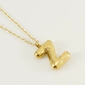 Polished gold stainless steel bubble necklace featuring an inflated 3D letter Z pendant - Letter Z [Gold]