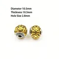 Tibetan silver two-tone barrel beads with engraved scroll pattern and 2.8mm large hole - D-1 Gold Lucky Cloud