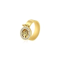 Elegant gold-tone stainless steel ring featuring a tree of life charm and diamond accents - US 7 / Gold