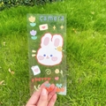 Transparente PVC-Aufkleber wasserfest mit süßen Cartoon-Hasen und Blumenmotiven - Kleiner Hase