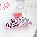 Pink heart-shaped claw clip with black leopard pattern print for romantic hair styling - Gothic Heart - Small Semicircle