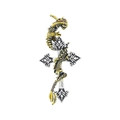 Silver cross pendant with golden dragon wrap and red eyes on white background - Vintage Gold Dragon Wrap Cross Style (DW0419 Black)
