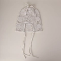 Detailed macro view of white crochet lace knit pattern on a bohemian style tie bonnet - M (56-58cm) / White