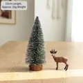 Mini 15cm flocked Christmas tree with snow effect and brown reindeer desktop ornament - 15CM Flocked Christmas Tree