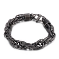 Pulsera retro para hombre de acero de titanio trenzado con cierre de palanca industrial - 11mm (KB138805-KFC) / Negro Vintage