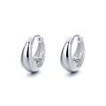 Boucles d'oreilles créoles gouttes en argent sterling 925 avec fini métallique poli - Or Blanc