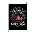 Holly Jolly Christmas garden flag in black linen with festive holly and berry design - 30*45cm / Holly Jolly (HYQ030-24)