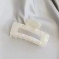 Rectangle cream acetate hair claw clip with pearlescent finish for thick hair - Medium-Mermaid 7.5cm