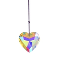 Rainbow crystal heart prism suncatcher pendant hanging on string for window decor - 45mm+Rope / Colorful