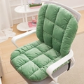 Green plush heated chair cushion with quilted pattern and backrest for office chairs - Checkered Fruit Green