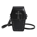 Borsa a tracolla gotica nera a forma di bara con croce vintage e catena metallica - Stile Croce Nera