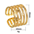 Fashionable multilayer gold plated adjustable stainless steel ring with textured finish - Adjustable Open / Gold