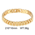 Polished golden stainless steel watch band bracelet in 210mm length and 10mm width - 21cm*10mm (KB56145-DR)