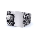 Anello da uomo in stile gotico con teschio in acciaio inox e finitura martellata - Taglia US 8 / Color Acciaio