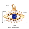 Blue evil eye gold plated charm pendant with micro-pave zirconia in 14x13mm size - Gold Micro-pave Blue Eye Style (K093037L1K2)