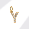 Golden micro-pave zircon letter Y pendant necklace with sparkling crystal inlay - Gold (Letter Y)