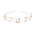 Golden double-layer headband with stars, moon charms and sparkling rhinestones - Star & Moon Gold / Gold