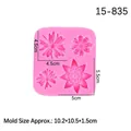 Pink silicone daisy mold for fondant and soap making with four floral patterns - 1# (Pink 15-835) / Pink