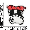 Detailed view of panda chenille patch with embroidery texture and dimensions labeled - Panda Character Style (S17XG-135-04)