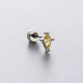 Titanium steel stud earring featuring a yellow rhombus opal zircon in a centered close-up view - Yellow Rhombus Gemstone (A49-4#)