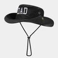 Outdoor black sun hat with white DAD embroidery and adjustable chin strap - One Size / Black