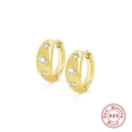 Orecchini a cerchio in argento S925 placcato oro con stelle e zirconi tondi - Oro