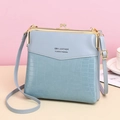 Light blue vintage crossbody bag with crocodile texture and golden kiss-lock clasp - Sky Blue